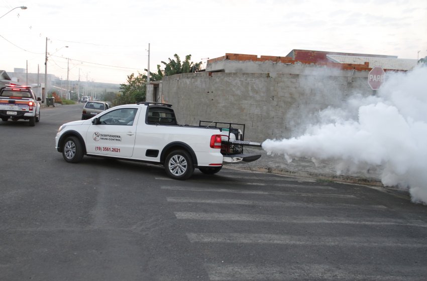 SAÚDE CONCLUI NEBULIZAÇÃO CONTRA A DENGUE NAS RUAS DE JAGUARIÚNA