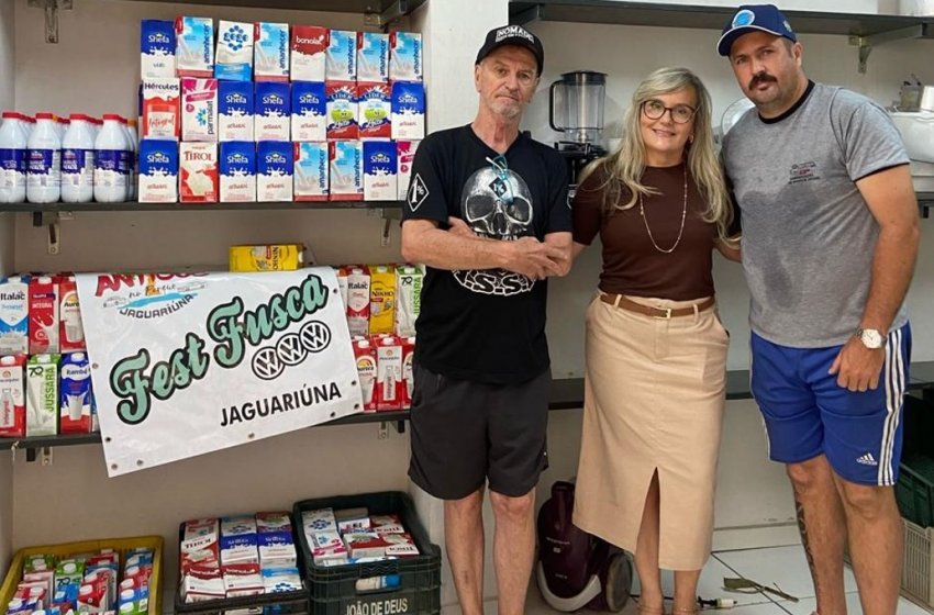 FUNDO SOCIAL DE SOLIDARIEDADE DE JAGUARIÚNA RECEBE DOAÇÃO DE 450 LITROS DE LEITE