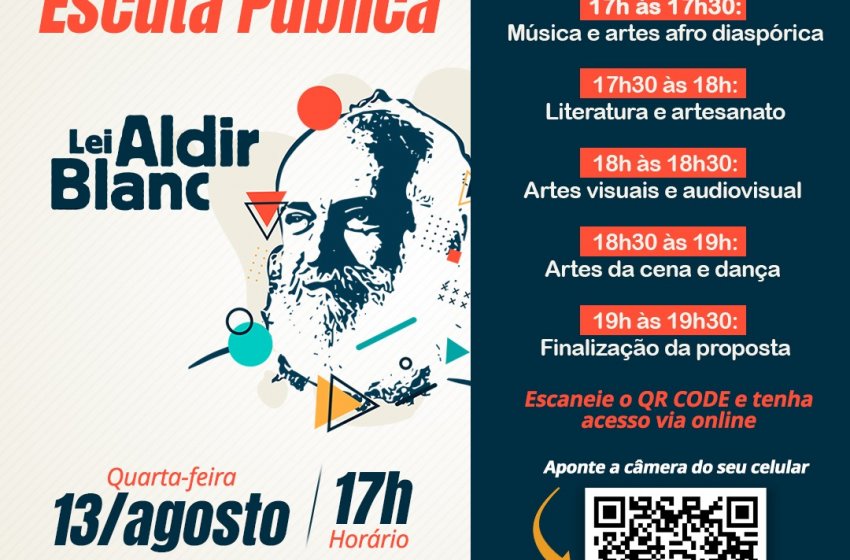 JAGUARIÚNA PROMOVE ESCUTA PÚBLICA ON-LINE DA LEI ALDIR BLANC NESTA QUARTA