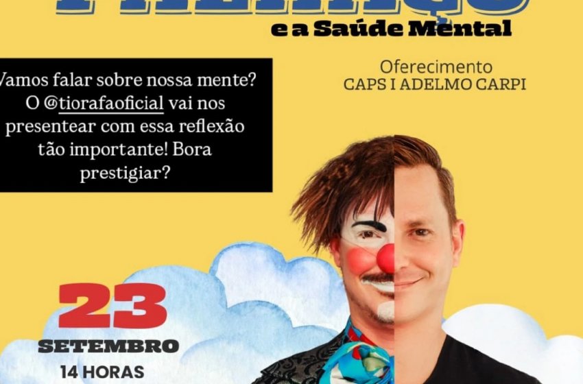 JAGUARIÚNA RECEBE HOJE O ESPETÁCULO ‘REFLEXÕES DE UM PALHAÇO E A SAÚDE MENTAL’