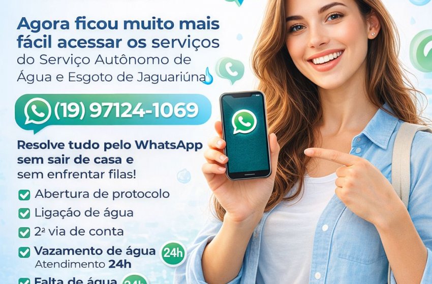 SAAEJA AMPLIA ATENDIMENTO DIGITAL E LANÇA SERVIÇOS VIA WHATSAPP 