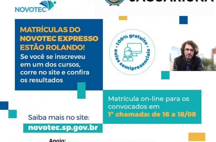INSCRITOS PARA CURSOS NOVOTEC EXPRESSO TÊM ATÉ ESTA QUARTA PARA EFETIVAR INSCRIÇÕES